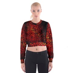 Red Particles Background Cropped Sweatshirt by Nexatart