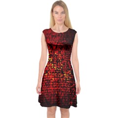 Red Particles Background Capsleeve Midi Dress by Nexatart