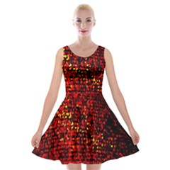 Red Particles Background Velvet Skater Dress by Nexatart