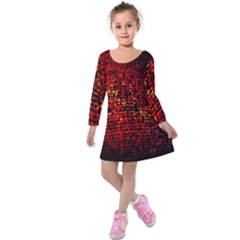 Red Particles Background Kids  Long Sleeve Velvet Dress by Nexatart