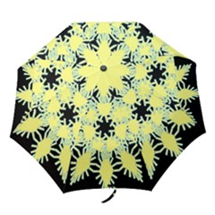 Yellow Snowflake Icon Graphic On Black Background Folding Umbrellas by Nexatart