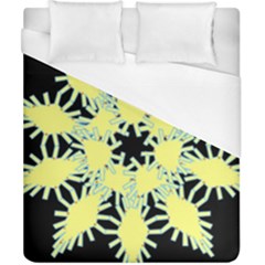 Yellow Snowflake Icon Graphic On Black Background Duvet Cover (california King Size) by Nexatart