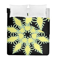 Yellow Snowflake Icon Graphic On Black Background Duvet Cover Double Side (full/ Double Size) by Nexatart