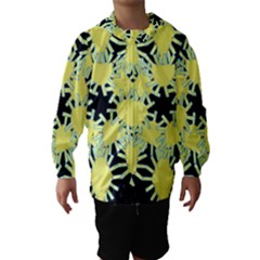 Yellow Snowflake Icon Graphic On Black Background Hooded Wind Breaker (kids)