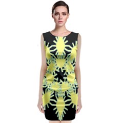 Yellow Snowflake Icon Graphic On Black Background Classic Sleeveless Midi Dress by Nexatart