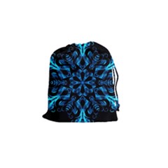 Blue Snowflake On Black Background Drawstring Pouches (small)  by Nexatart