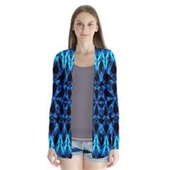 Blue Snowflake On Black Background Cardigans by Nexatart