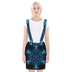 Blue Snowflake On Black Background Suspender Skirt by Nexatart