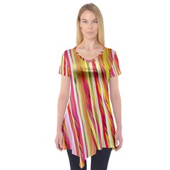 Color Ribbons Background Wallpaper Short Sleeve Tunic  by Nexatart