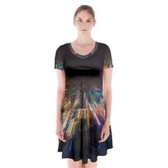 Frozen In Time Short Sleeve V-neck Flare Dress by Nexatart