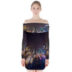 Frozen In Time Long Sleeve Off Shoulder Dress by Nexatart