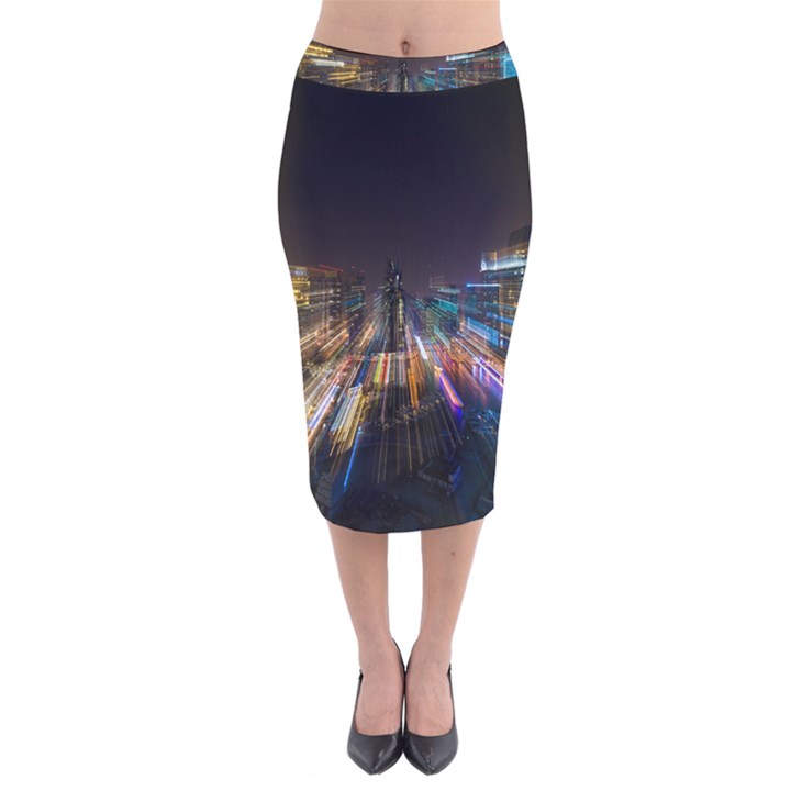 Frozen In Time Velvet Midi Pencil Skirt