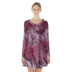 Texture Background Long Sleeve Velvet V-neck Dress by Nexatart