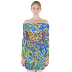 Color Particle Background Long Sleeve Off Shoulder Dress by Nexatart