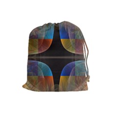 Black Cross With Color Map Fractal Image Of Black Cross With Color Map Drawstring Pouches (large)  by Nexatart