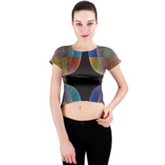 Black Cross With Color Map Fractal Image Of Black Cross With Color Map Crew Neck Crop Top by Nexatart