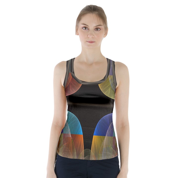 Black Cross With Color Map Fractal Image Of Black Cross With Color Map Racer Back Sports Top