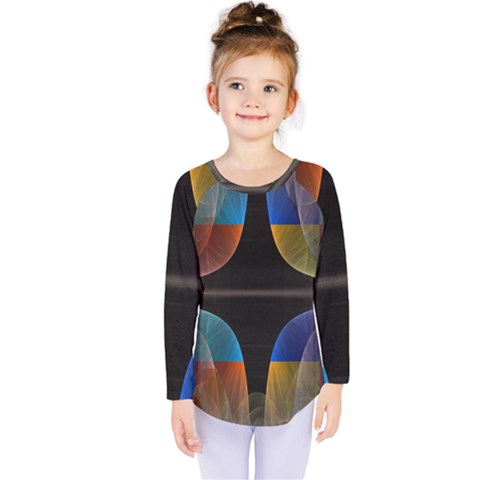 Black Cross With Color Map Fractal Image Of Black Cross With Color Map Kids  Long Sleeve Tee by Nexatart