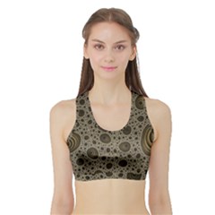 White Vintage Frame With Sepia Targets Sports Bra With Border by Nexatart