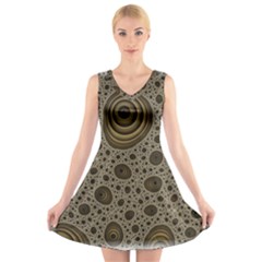 White Vintage Frame With Sepia Targets V-neck Sleeveless Skater Dress by Nexatart