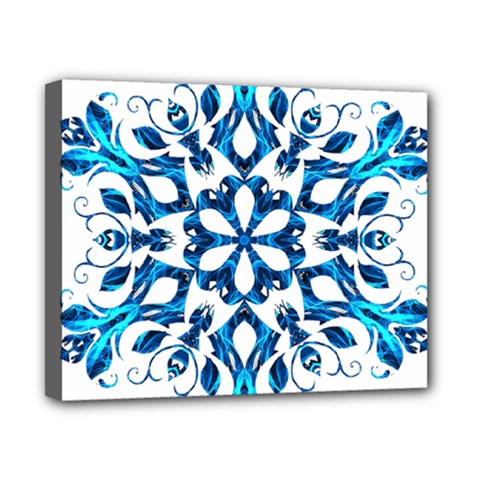 Blue Snowflake On Black Background Canvas 10  X 8  by Nexatart