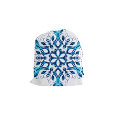 Blue Snowflake On Black Background Drawstring Pouches (small)  by Nexatart