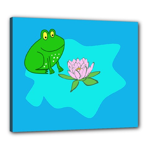 Frog Flower Lilypad Lily Pad Water Canvas 24  X 20  by Nexatart