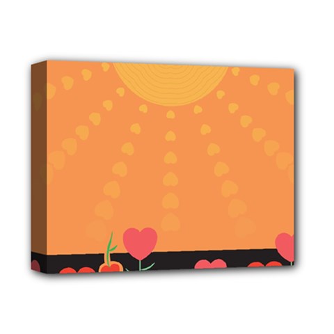 Love Heart Valentine Sun Flowers Deluxe Canvas 14  X 11  by Nexatart