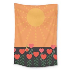 Love Heart Valentine Sun Flowers Large Tapestry by Nexatart