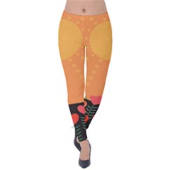 Love Heart Valentine Sun Flowers Velvet Leggings by Nexatart