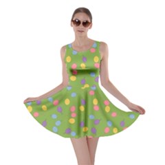 Balloon Grass Party Green Purple Skater Dress by Nexatart