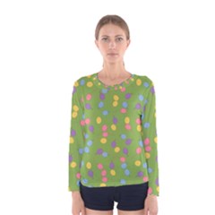 Balloon Grass Party Green Purple Women s Long Sleeve Tee