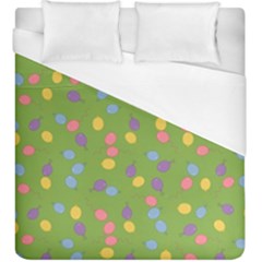 Balloon Grass Party Green Purple Duvet Cover (king Size) by Nexatart