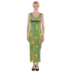 Balloon Grass Party Green Purple Fitted Maxi Dress by Nexatart