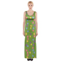 Balloon Grass Party Green Purple Maxi Thigh Split Dress by Nexatart