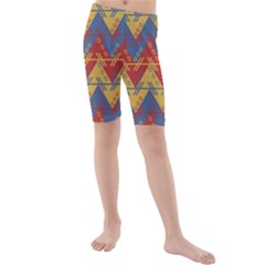 Aztec South American Pattern Zig Zag Kids  Mid Length Swim Shorts by Nexatart