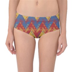 Aztec South American Pattern Zig Zag Mid-waist Bikini Bottoms by Nexatart