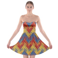 Aztec South American Pattern Zig Zag Strapless Bra Top Dress by Nexatart