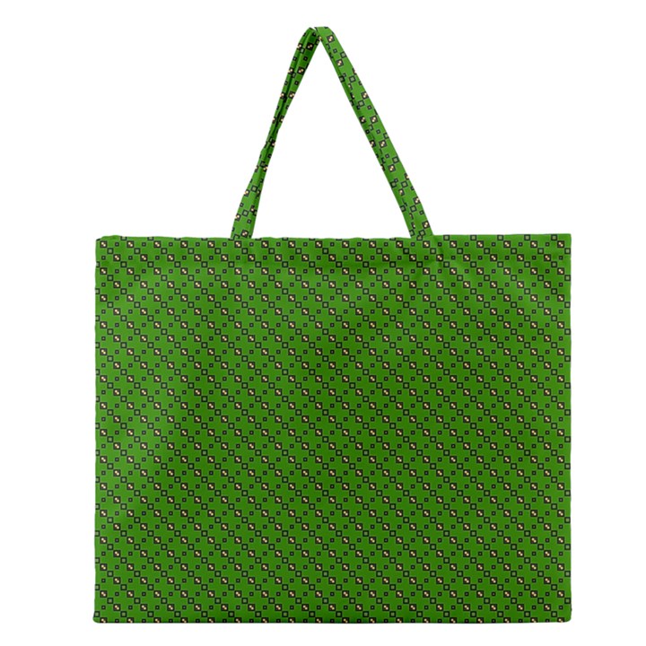 Paper Pattern Green Scrapbooking Zipper Large Tote Bag