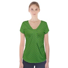 Paper Pattern Green Scrapbooking Short Sleeve Front Detail Top by Nexatart