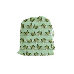 Green Butterflies Drawstring Pouches (medium)  by linceazul