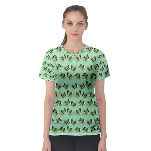 Green Butterflies Women s Sport Mesh Tee by linceazul