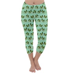 Green Butterflies Capri Winter Leggings  by linceazul