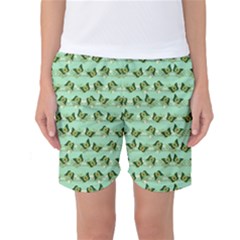 Green Butterflies Women s Basketball Shorts by linceazul