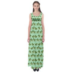 Green Butterflies Empire Waist Maxi Dress by linceazul