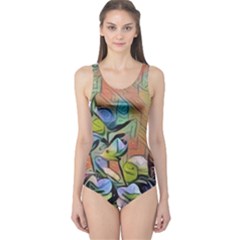 Spring Flowers Magic Cube One Piece Swimsuit by DeneWestUK