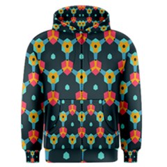 Connected Shapes Pattern          Men s Zipper Hoodie by LalyLauraFLM