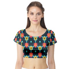 Connected Shapes Pattern          Short Sleeve Crop Top by LalyLauraFLM