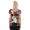 Patchwork Women s Cap Sleeve Top View1