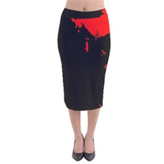 Abstraction Velvet Midi Pencil Skirt by Valentinaart